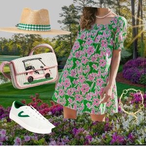 Tuckernuck In Feb Spring Smocked Cotton Pink Green Floral Puff Sleeve Dress M